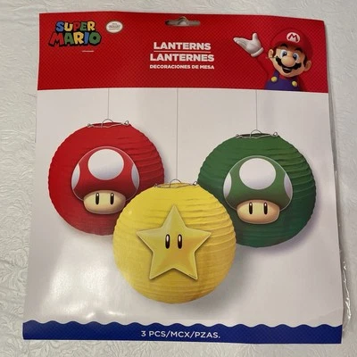 Super Mario Bros. Paper Lanterns Set of 3- 9.5in- Birthday Party Decorations-New - Image 1 of 2