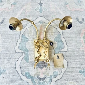 "Arco aplique eléctrico dorado Leone Aliotti Italian Regency Roma Italia 2 brazos 17"" de colección" - Imagen 1 de 7