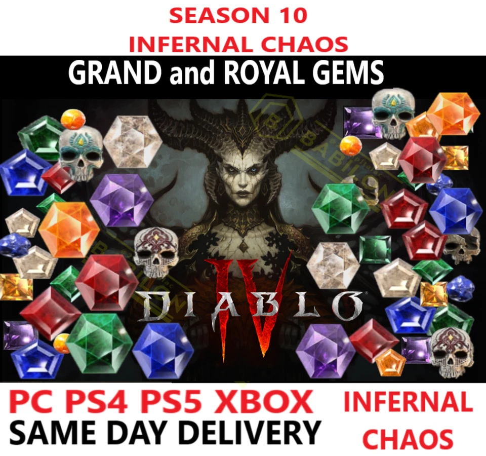 SEASON 10 DIABLO 4 Grand/Royal Gems Softcore ✅ PC PS4 PS5 XBOX ✅ DIABLO IV - Image 1 of 1