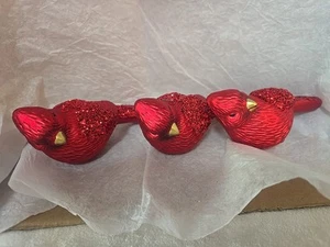 Juego De 3 Adornos De Navidad Pájaro Rojo Brillo De Colección - Imagen 1 de 8