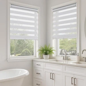 White For SEMI Sheer Cordless Roller Blinds Waterproof for Office and Home Use - Picture 1 of 11