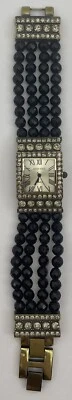 Reloj Heidi Daus Swarovski Cristal 4 Hilos Cuentas Negras Color Humo Facetas Foto 1 de 4