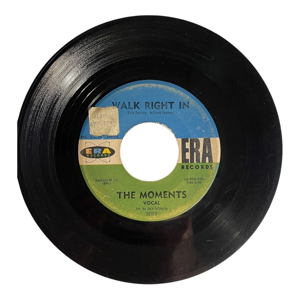 The Moments ‎– Walk Right In 7" Vinyl 1962 Era Records ‎– 3099 Foto 1 de 2