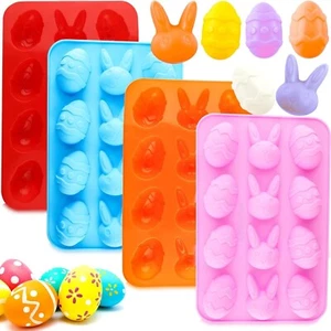 Easter Egg Silicone Bunny Silicon Molds for Chocolate 4 Packs Egg Shaped Mold Ba - Picture 1 of 7