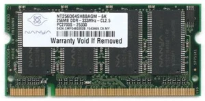 Laptop memory, nt256d64sh8bagm-6k 256mb ddr-333mhz-cl2.5 pc2700s-25330, sps-355 - Picture 1 of 2