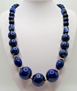Neu 20" echte Lapislazuli abgestufte Halskette mit 14 KYG Perlen & Hummerverschluss - Bild 1 von 7