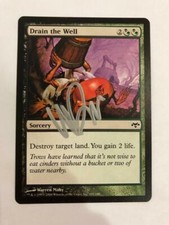 MTG EVENTIDE DRAIN THE WELL SIGNED BY ARTIST WARREN MAHY SORCERY CARD COMMON