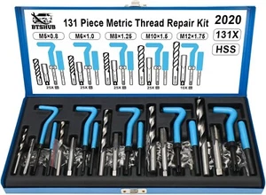 131Pc Thread Repair Kit HSS Drill Helicoil Repair Kit SAE Metric M5 M6 M8 M10M12 - Picture 1 of 10