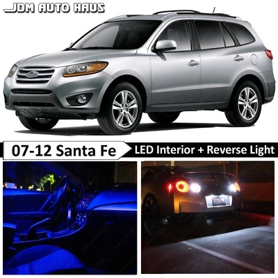Paquete de bombillas interiores azules + luces LED inversas para Hyundai Santa Fe 2007-2012 Foto 1 de 4