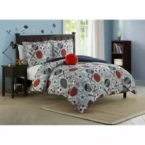 Full Bedding Set Sports 4-Piece Soft Microfiber Comforter Pillow Sham Kids Teens - Picture 1 of 7