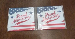 2 NEW VFW Veterans of Foreign Wars Decorative "PROUD AMERICAN" Coasters. MAH - Picture 1 of 2