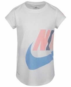 new NIKE girls FUTURA Logo-Print SPORT TEE white T-Shirt sz 5-6 years Dri-Fit - Picture 1 of 4