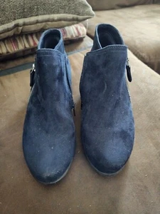 St. John's Bay Black Faux Suede Harness Block Heel Ankle Boots Women's Size 7.5 - Picture 1 of 10