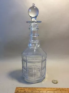 ANTIKE KARAFFE, HOHLGEBLASENES GLAS KLAR DEKAGONAL (10-seitig) MIT KUGELSTOPFEN - Bild 1 von 8