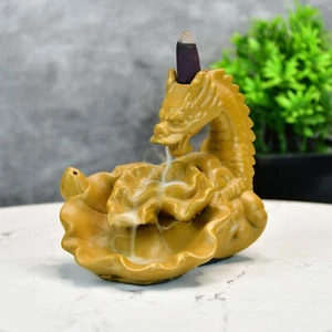Sowpeace Dragon Smoke Fountain – 10cm Golden Resin Figurine for Home Decor - Picture 1 of 7
