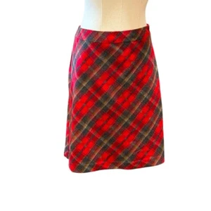 VTG 90s American Eagle Red Wool Plaid Academia School Girl Mini Skirt Womens 6 - Picture 1 of 10