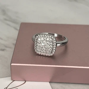 RIVKA FRIEDMAN Twisted Bezel Pav CZ Ring, Silver Rhodium Plated, Size 6, NWT - Picture 1 of 13