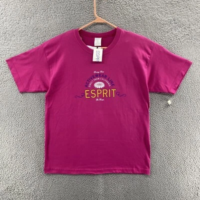 VINTAGE Esprit T Shirt Men Medium Pink Graphic Spellout 90s Made USA (Fits XL) - Image 1 of 4