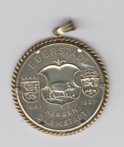 Medallion (medal) Eberstadt incorporation Darmstadt 1937 VS Castle Frankenstein - Picture 1 of 2