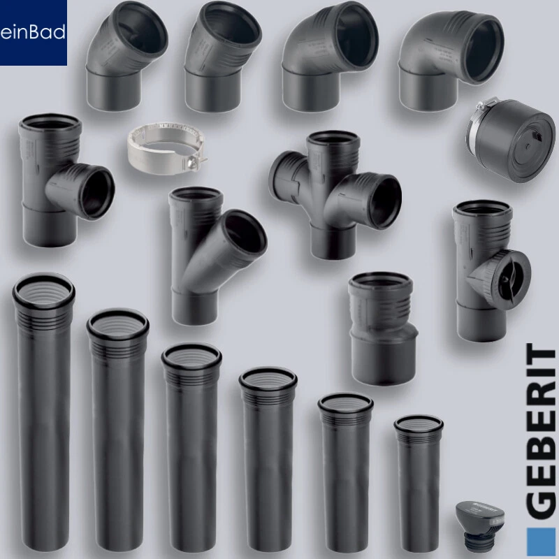 Geberit Silent-PP Abflussrohr Bogen Abzweig Rohr Übergänge Abwasserrohr Muffe - Bild 1 von 1