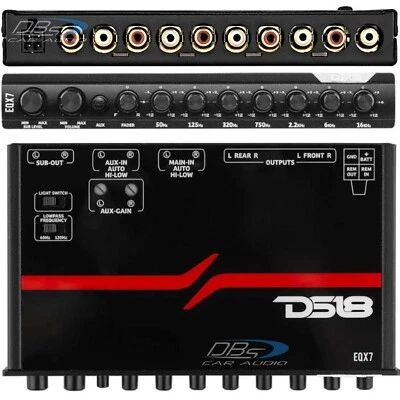DS18 7 Band Equalizer 1/2 Din Pre Amp 8 Volt Six RCA Output EQX7 In Dash Car EQ  - Image 1 of 4