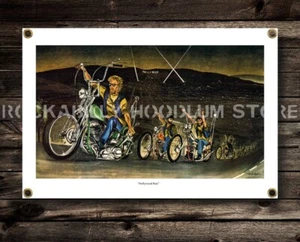 Dave Mann Ed Roth Studios Hollywood Run 2' X 3' Biker Chopper Motorcycle - Picture 1 of 1