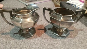 Vintage Wilcox S.P. Co. [IS] Silver Plate Sugar bowl and creamer Art Deco style - Picture 1 of 4