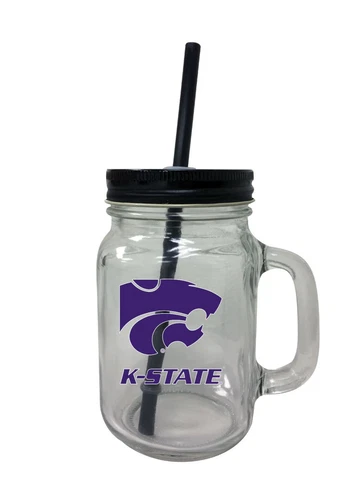 Kansas State Wildcats Mason Jar Tumbler Set-NCAA Mason Jar Glass 3 Pack Cover