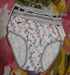 5 NEW LAURA ASHLEY LS9221 5PKEC SIGNATURE WAISTBANDS COTTON BRIEF PANTIES S - Picture 1 of 2