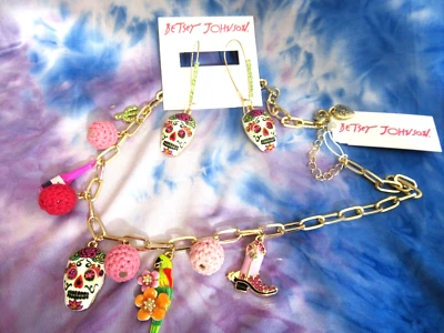 Betsey Johnson  Cowgirl Sugar Skull Southwestern Charm Necklace &  Skull Earring - Image 1 of 4