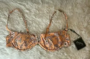 ZAFUL Floral V Underwire Padded Ditsy Print Bikini Top Swim Deep Peach L 8 New - Picture 1 of 10