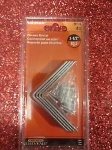 (4-Pk) Hillman 851118 Corner Brace Mending Plates Zinc Plated 2-1/2" x 5/8" - Picture 1 of 2