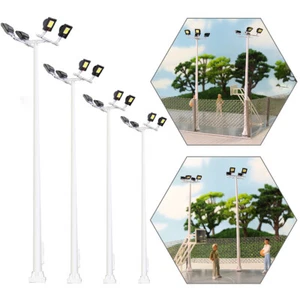 4pcs Model Railway HO Scale Plaza Lamppost 4-leds 10.5cm 1:87 Playground Lights - Picture 1 of 6