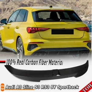 Real Carbon Rear Roof Spoiler Trunk Wing Fit Audi A3 Sline S3 RS3 8Y Sportback - Bild 1 von 12