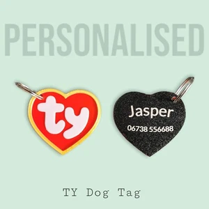 TY Inspired Dog Tag, Dog Charm, Beanie Baby TY Tag, Personalised Engraved - Picture 1 of 4