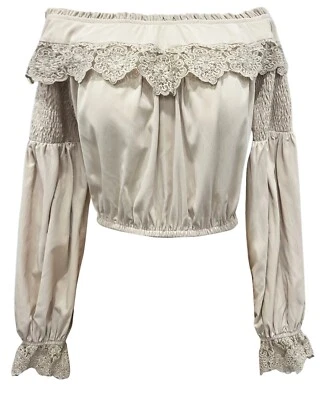 Blusa Campesina Renacimiento Para Mujer Hombro Descubierto Boho Steampunk Pirata Medieval Foto 1 de 4