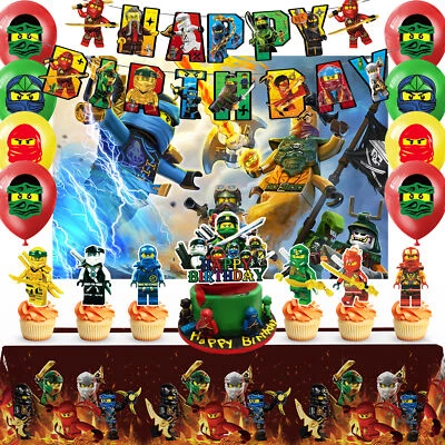 INBOXXARTY Ninjas Party Decorations Ninjago Party Supplies Balloons Backdrop Tablecloths