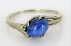 VTG FINE 10K WHITE GOLD BLUE STAR SAPPHIRE SIGNED L L DIAMOND RING S7 2.2G - Picture 1 of 2