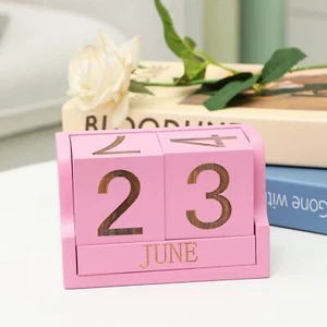 Wooden Desk Calendar,Desk Calendar Blocks for Teachers,Office Perpetual Date ... - Picture 1 of 8