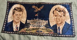 Vintage John F. Kennedy JFK Robert Kennedy RFK Wandteppich - Made in Italy BESCHÄDIGT - Bild 1 von 7