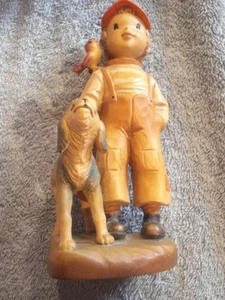 VINTAGE ANRI HANDCARVED WOOD FIGURINE "HIGH HOPES" (6" TALL & SIGNATURE) - Picture 1 of 6