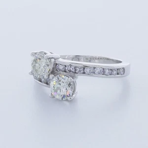 2.68ct H-SI1 Round Natural Certified Diamonds 950 Plat. Classic Two Stone Ring - Picture 1 of 2