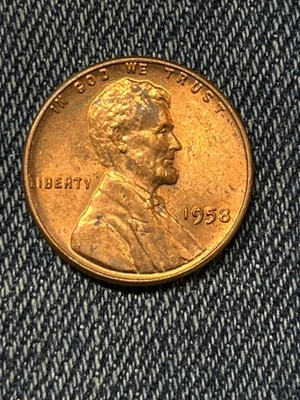 1958 D Lincoln  Penny "L" Error Stamp -   *Brilliant - Image 1 of 4