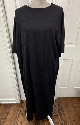 COS Maxi Terry Knit Dress Short Sleeve Crew Neck Black Large Lagenlook - Image 1 of 4