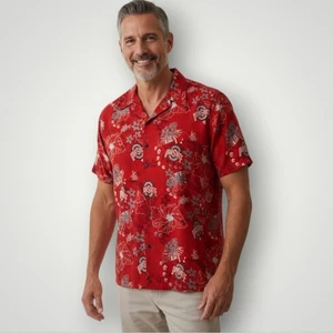 Champion Herren XL Ohio State Buckeyes rot Hawaii Camp Hemd tropisch geblümt - Bild 1 von 9