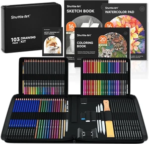 103 PCS Drawing Kit, Professional Drawing Supplies with Sketch, Charcoal, Colore - Picture 1 of 12