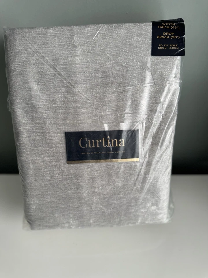 Lovely Curtina Luxury Chenille Soft Grey Eyelet Fully Lined Large Curtains - Image 1 of 4