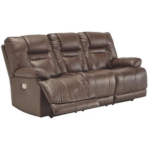 Signature Design by Ashley Wurstrow Leather Power Reclining Sofa in Umber - Picture 1 of 1