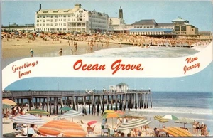 Postal Multi-Vista Ocean Grove, Nueva Jersey Años 50 De Colección / ASBURY CASINO Vista - Imagen 1 de 2