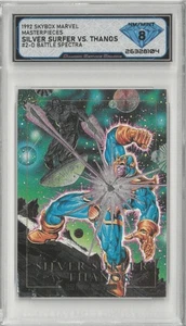 1992 Marvel Masterpieces SILVER SURFER vs THANOS #2-D 💎 DSG 8 NM/Mint - Picture 1 of 2